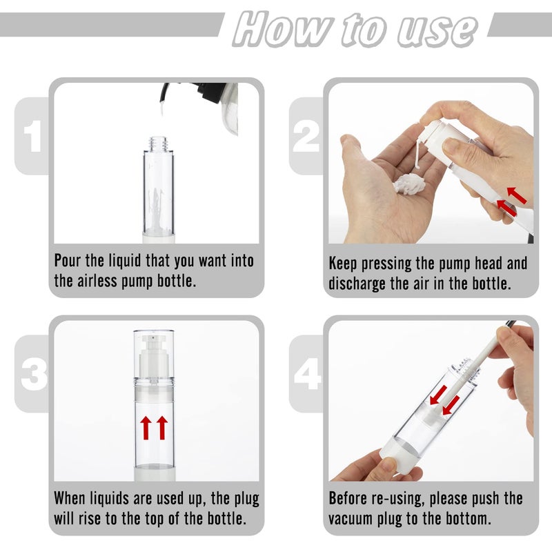 IFDGCTK 0.5OZ/15ML Clear Airless Pump Bottles  Lotion Dispenser Travel with Pump  Vacuum Plastic Travel Size Lotion Bottle for Foundation  Creams  Cosmetic(3 Pack) - Image 4